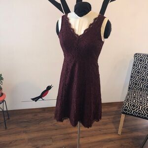 Ann Taylor Loft size 2 burgundy, sleeveless lace cocktail dress. Like new! Wmns